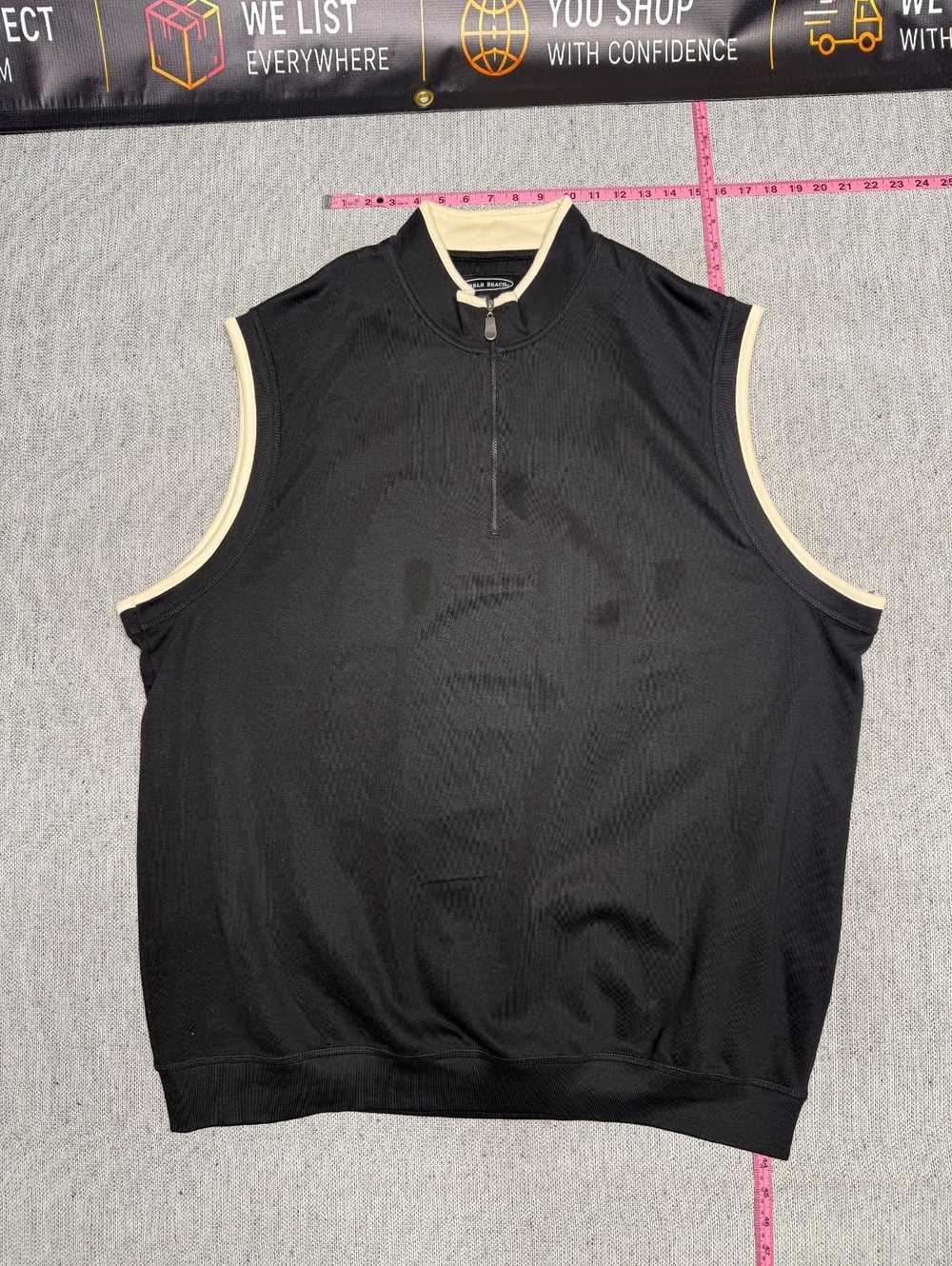 Pebble Beach Men's XXL Black Sleeveless Golf Vest with Beige